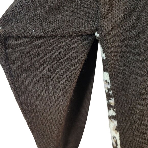 Lauren Alexandra Cardigan Sweater Brown Cream Large Floral Gold Fleck Button VTG - Picture 7 of 7